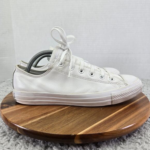 Converse CTAS All Star Ox Low White Leather Y2K Casual Daily Sneakers Womens 10 - Picture 3 of 12